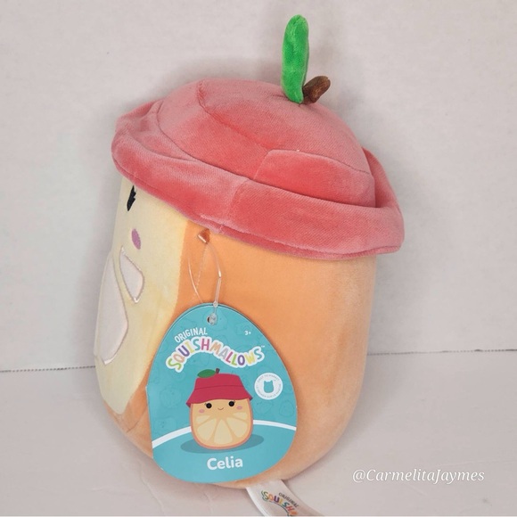 CELIA 🍊 Orange With Bucket Hat FTM Original Squishmallow By Kellytoy NWT - Picture 4 of 8